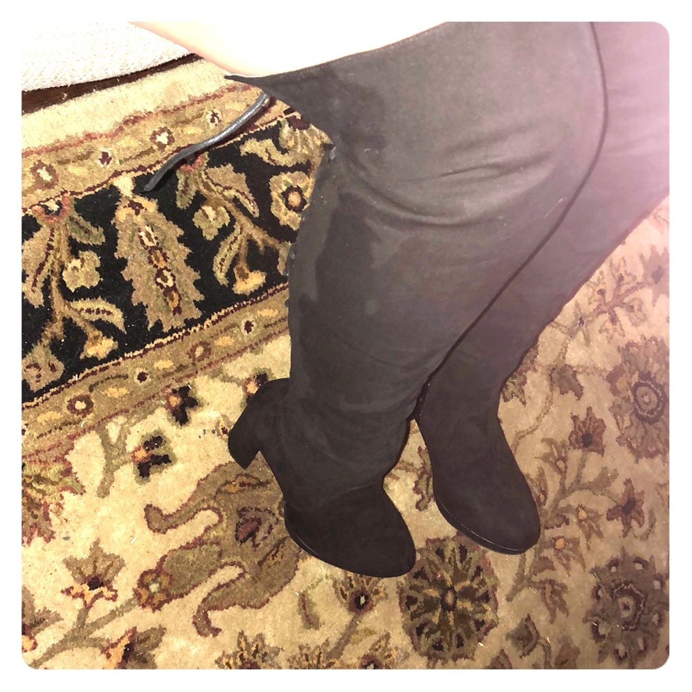 Over The Knee Black Back Lace Up Boots